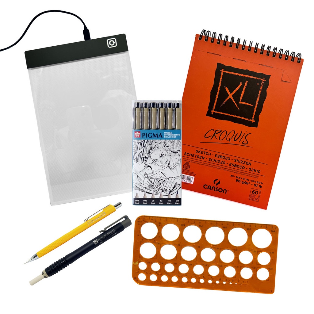 Kit Tablero de luz A5 + Croquis + Plantilla de círculos