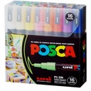 Marcador Uni Posca 16 Colores 3M (0.9 mm-1.3mm)