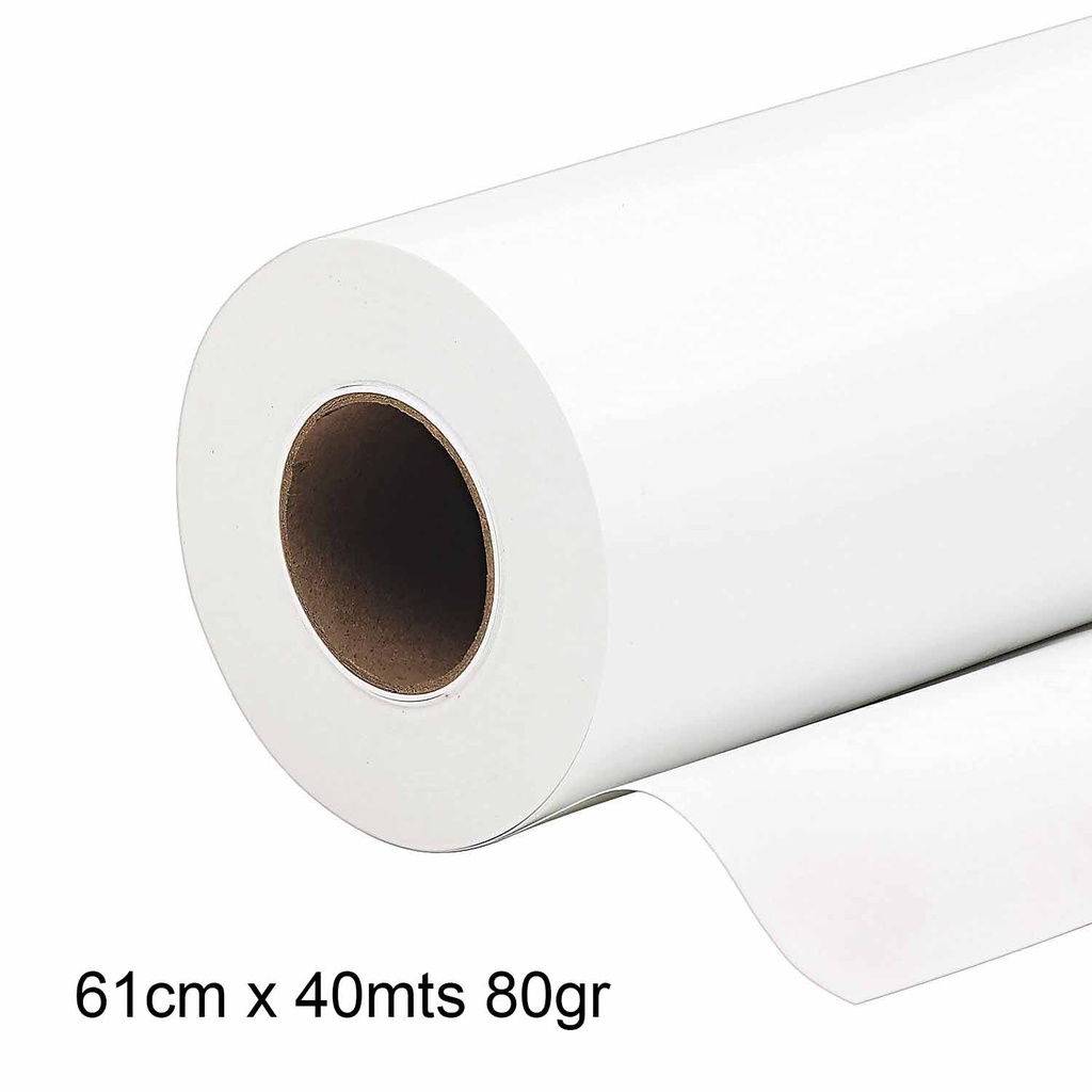 Rollo Papel Bond Plotter 61cm x 40mts 80gr