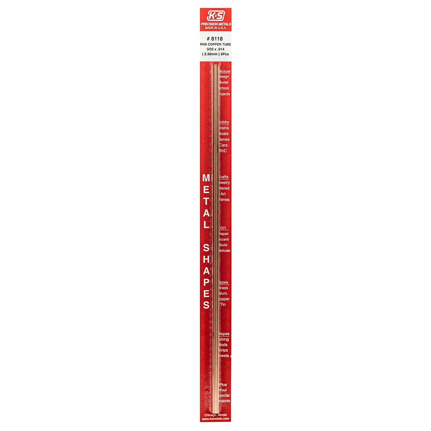 Perfil Metálico K&S 30cm de Cobre Redondos (3 pzas)