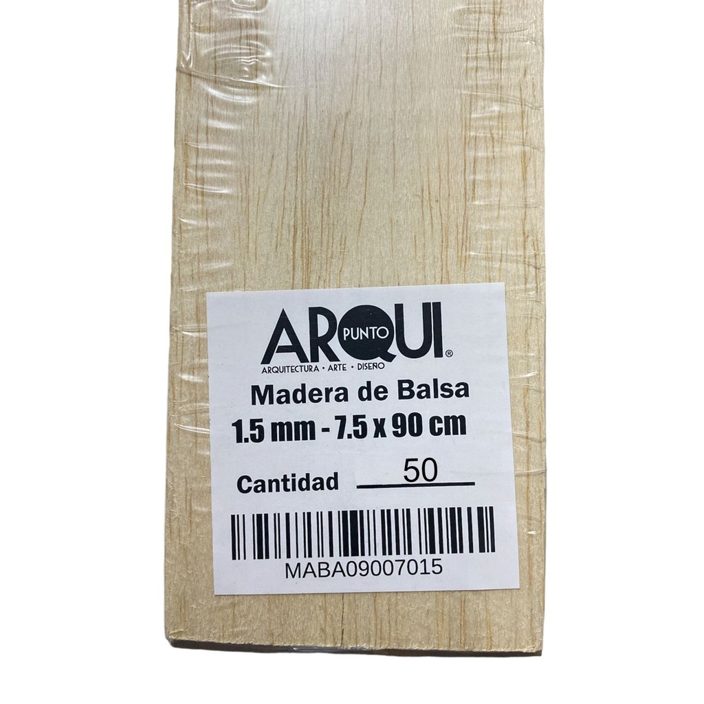 Madera de Balsa Formato 7.5x90cm Grosor 1.5mm (50ud)