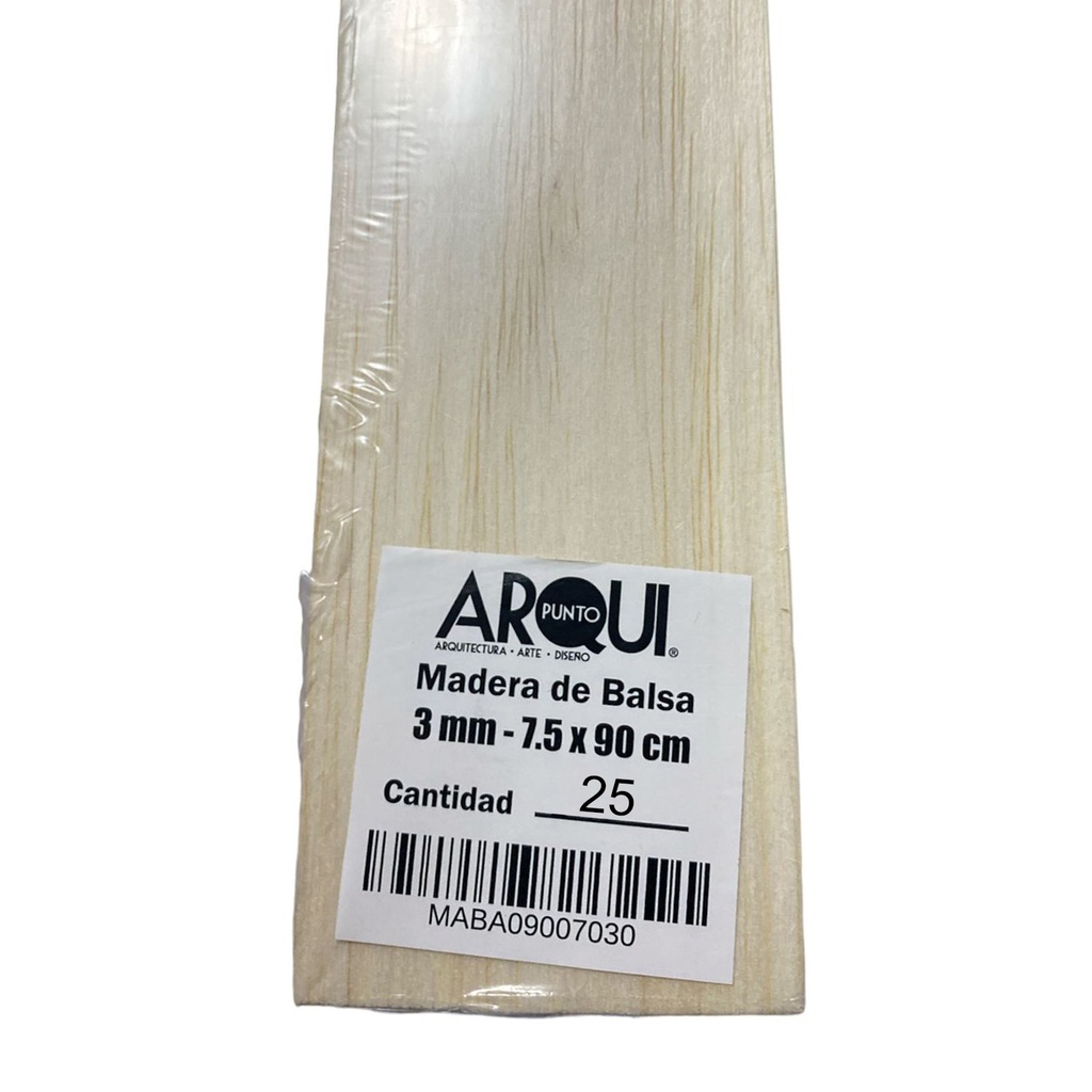 Madera de Balsa Formato 7.5x90cm Grosor 3mm (25ud)