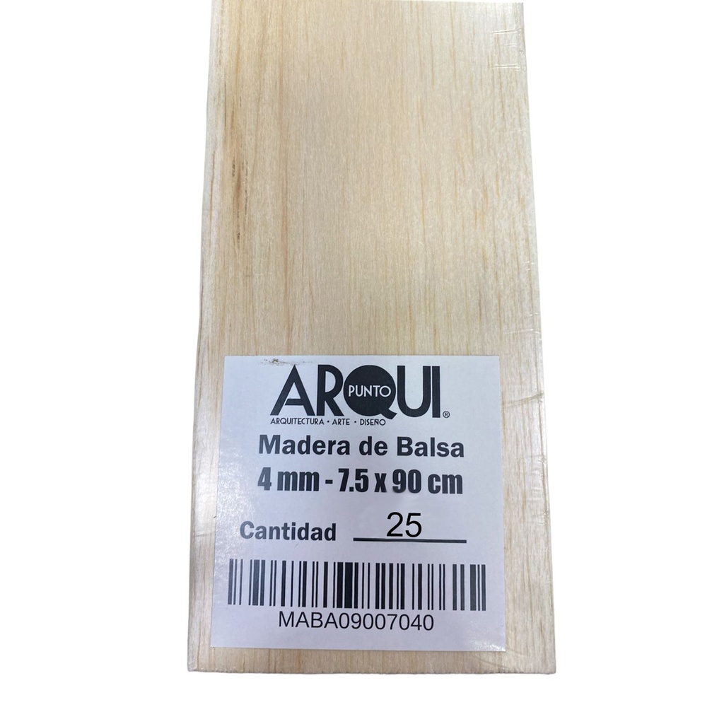 Madera de Balsa Formato 7.5x90cm Grosor 4mm (25ud)