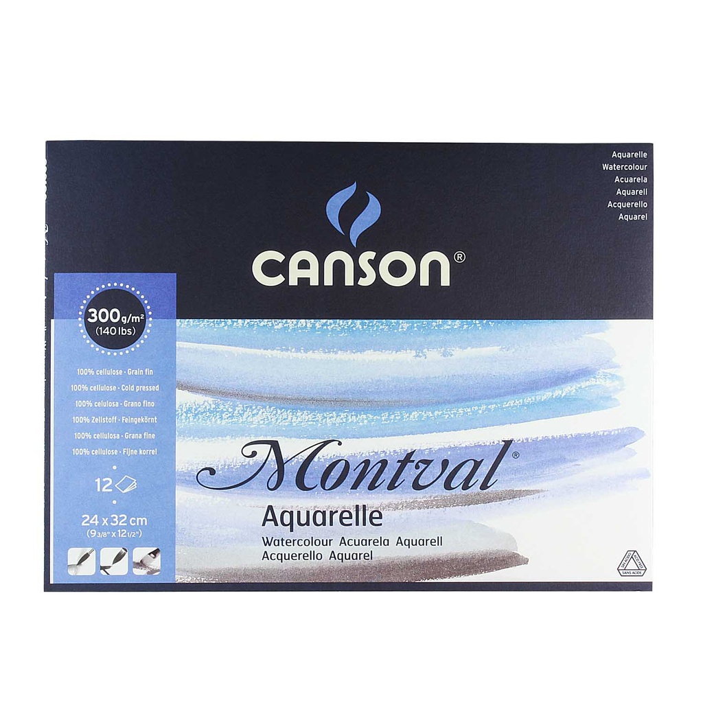 Block para Acuarela Canson Montval 32x24cm 12hj 300gr