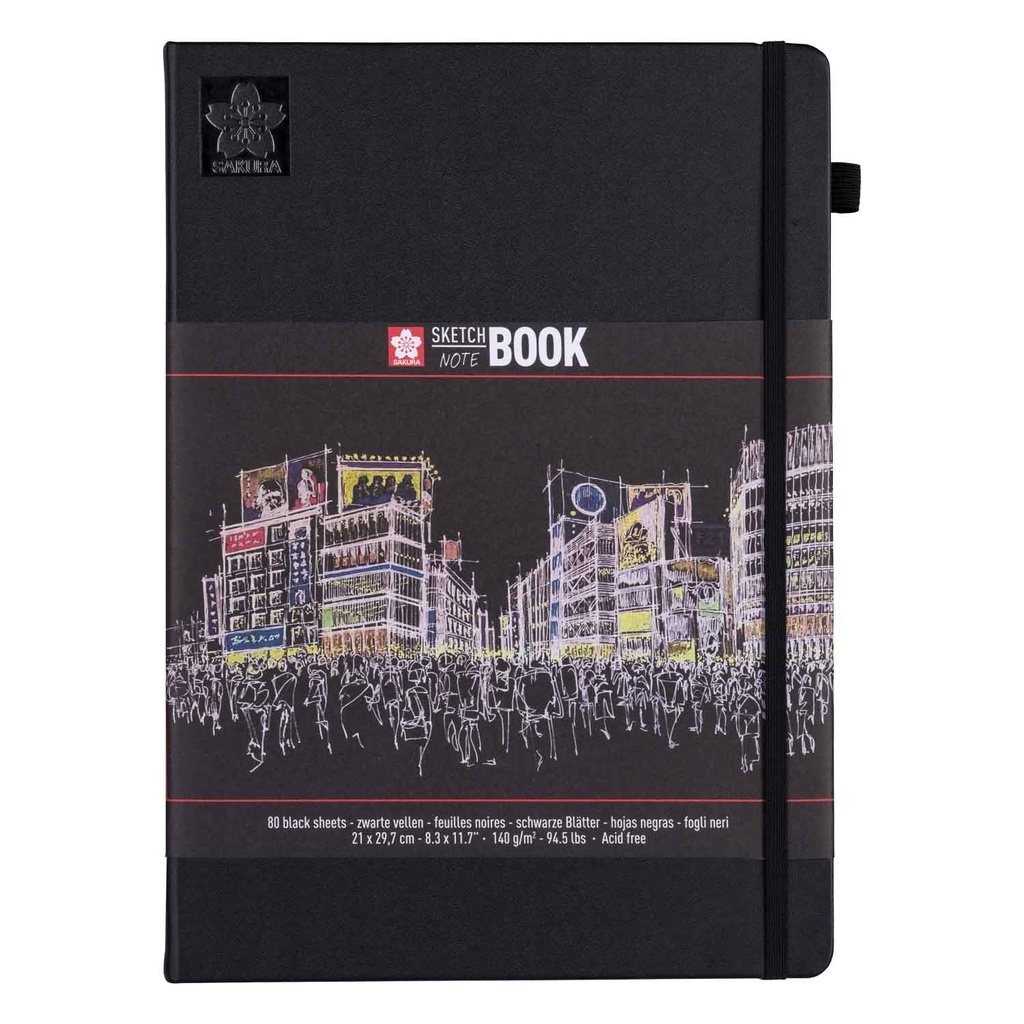 Sketchbook Sakura Hoja Color Negro A4(21X30cm) 140gr 80hj