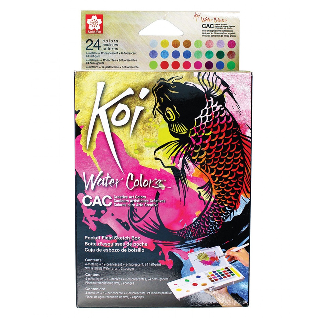 Sakura Koi Acuarela + Waterbrush 24 Colores 4M +8F +12P