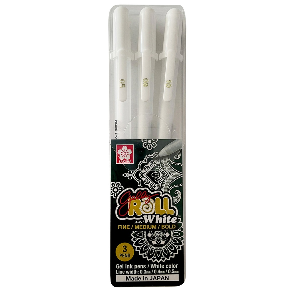 Lapiz Gel Gelly Roll Sakura 3 Grosores Blanco