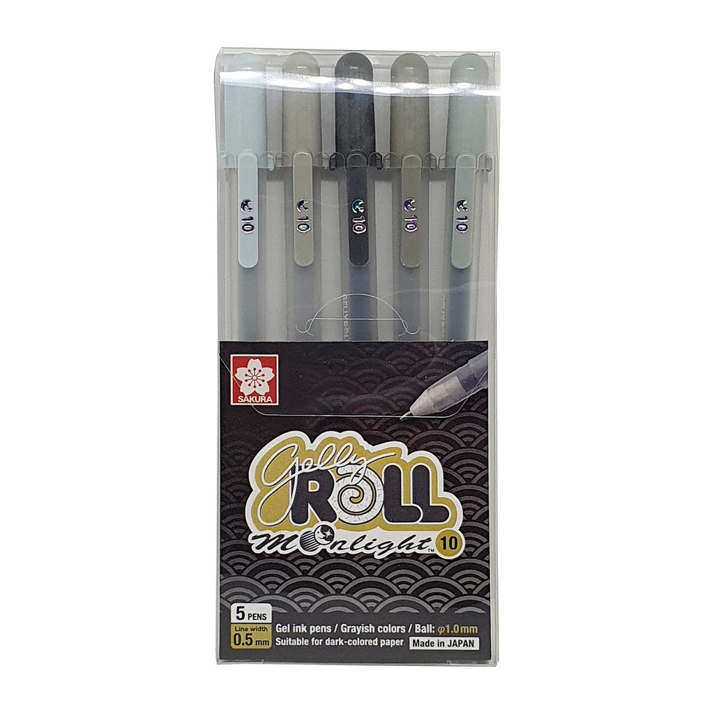 Lapiz Gel Gelly Roll Sakura Moonlight 5 Colores Grises
