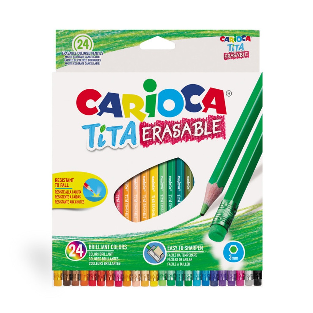 Lápices Carioca Hexagonal Borrable (24 Colores)