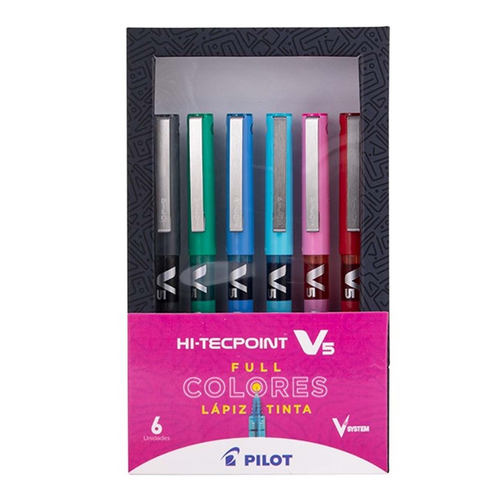 Set Lápiz Tinta HI-TECPOINT Pilot BXV-502 0.5mm 6 Colores