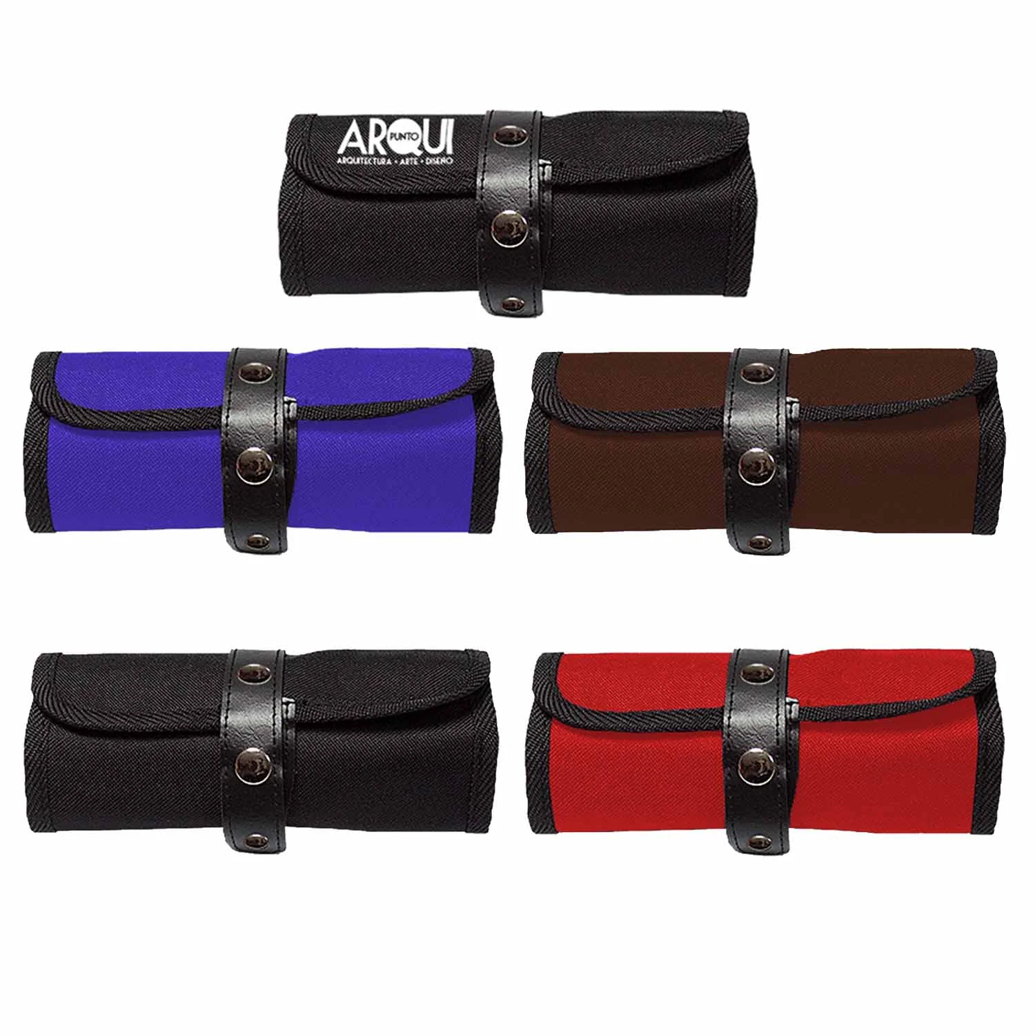 [ESEN152ROJ] Estuche enrollable de lona para 38 lapices 3 botones (Rojo)