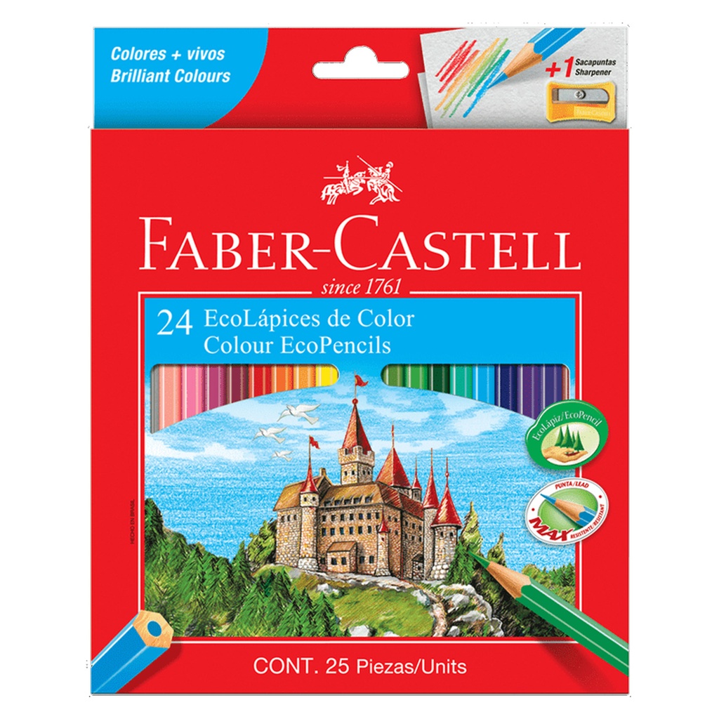 Lápices Faber-Castell Ecolápices 24 Colores + Sacapuntas