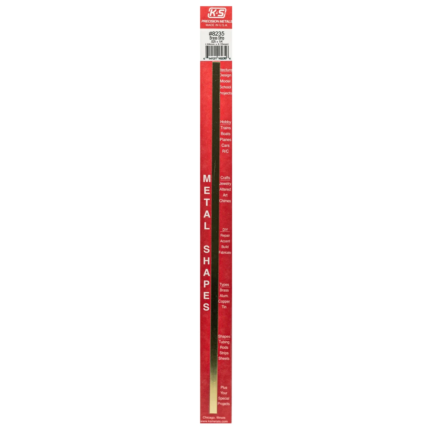 [#8235] Láminas Metálicas K&S 30cm de Bronce (1 pieza) (0.64x6.35mm)