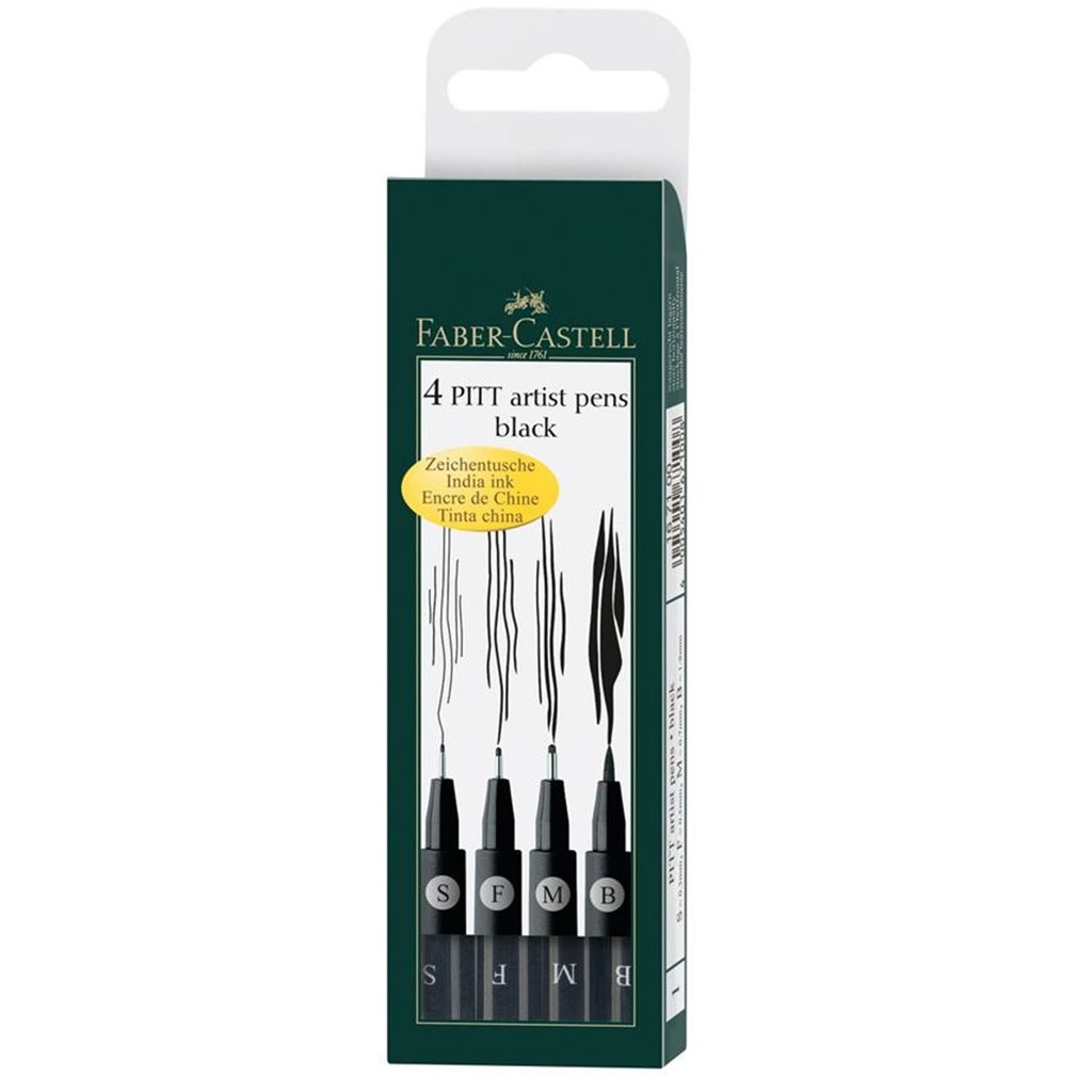 Rotuladores Faber-Castell Negro 4 puntas Pitt Artist Pen