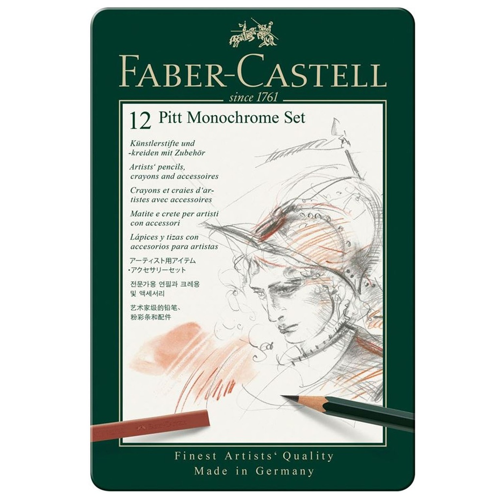 Lápices Faber-Castell Pitt Monochrome 12 pzas