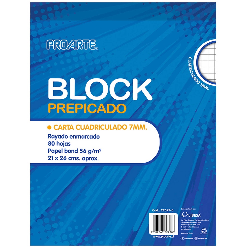 Block Prepicado Proarte Carta 80hjs 7mm