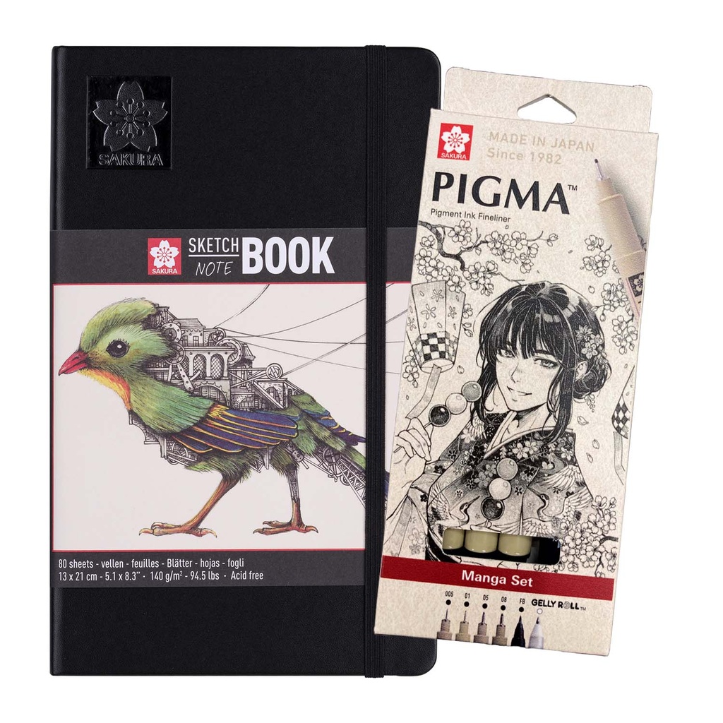 Kit Sketchbook 21x13 cm + Set Tiralineas Manga