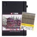 Kit Sketchbook 21x30 cm + Set de 10 Tiralíneas negro