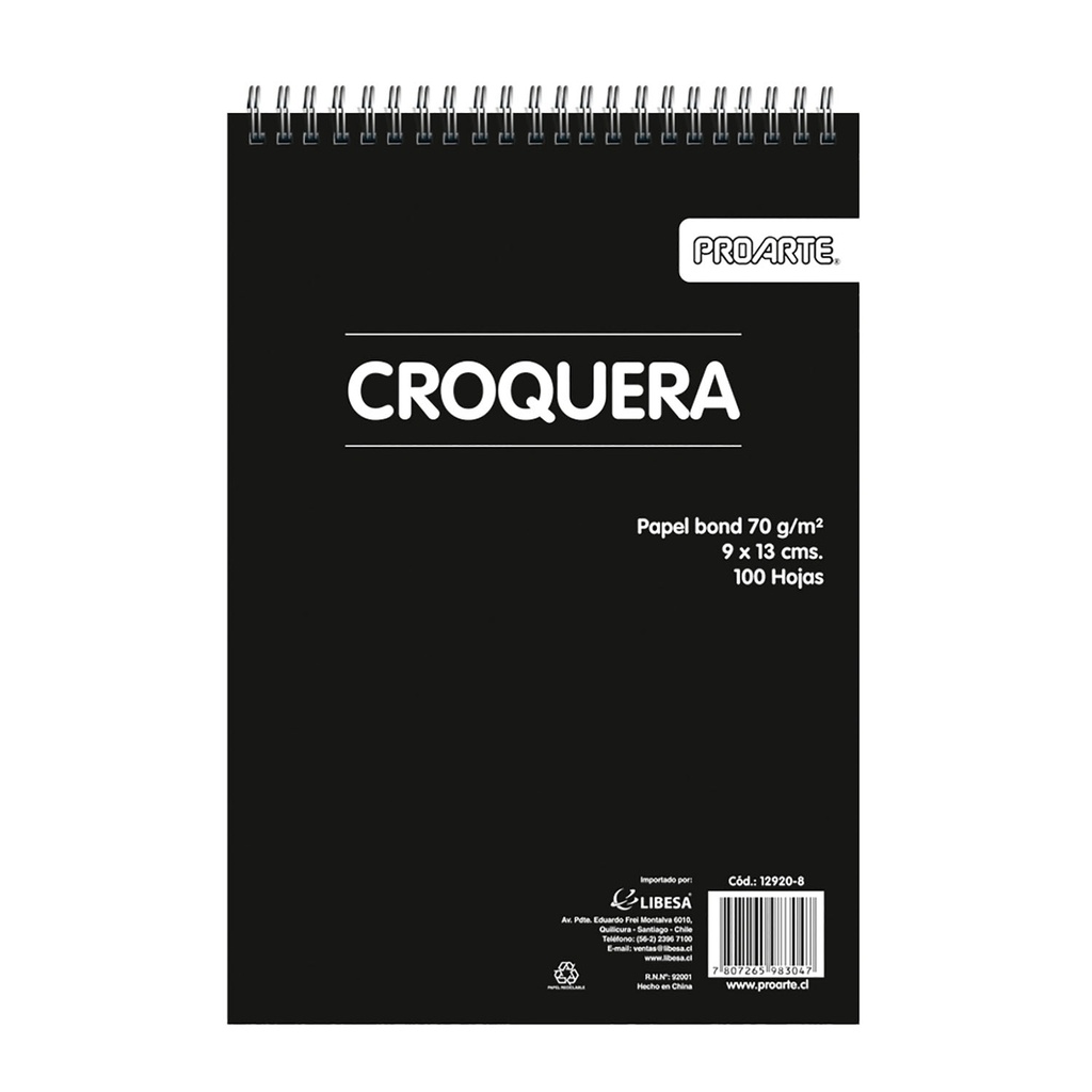 Croquera Proarte 09x13cm 100hjs