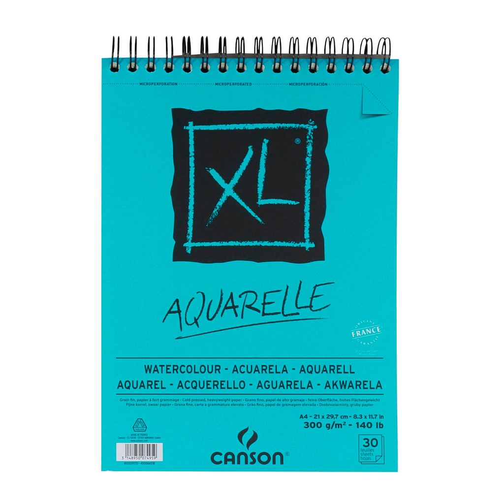 Croquera Canson XL Aquarelle 300gr 30 hjs A4 (21x29.7cm)