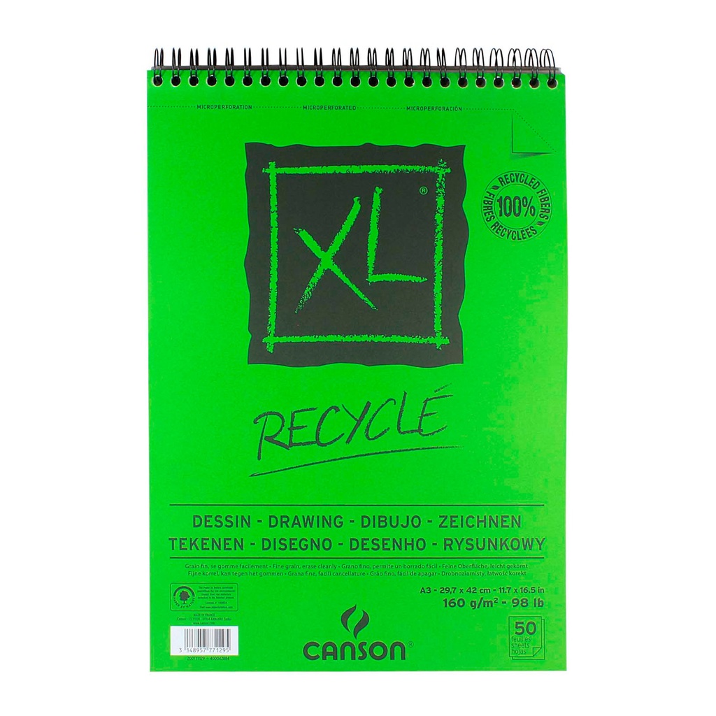 Croquera Canson XL Recycle 160gr 50 hjs A3 (29.7x42cm)