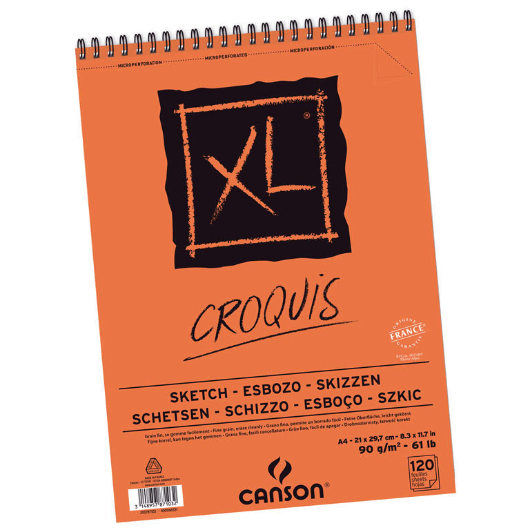 Croquera Canson XL Croquis 90gr 120 hjs A4 (21x29.7cm)