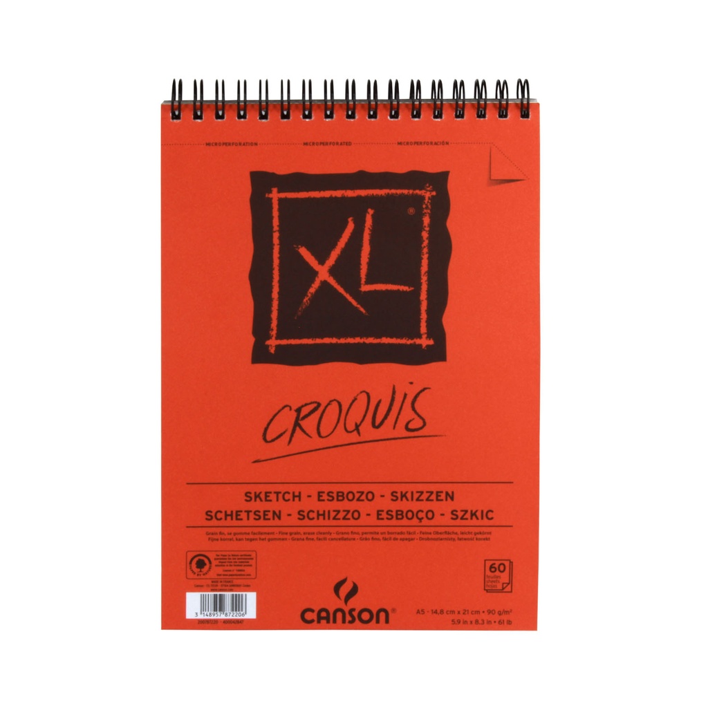 Croquera Canson XL Croquis 90gr 60 hjs A5(14.8x21cm)