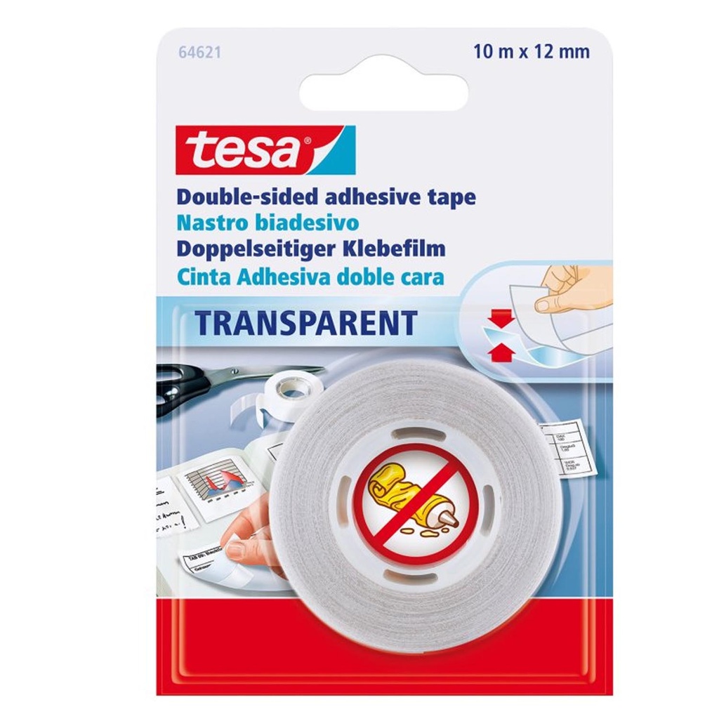 Cinta Adhesiva Doble Contacto Transparente Tesa (10m x 12mm)