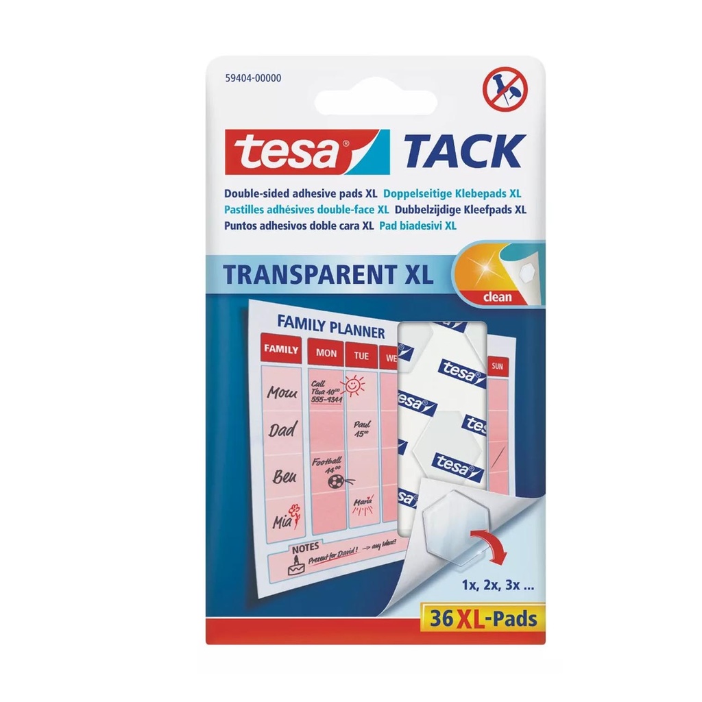 Tack XL Transparente Tesa 36 Pzas