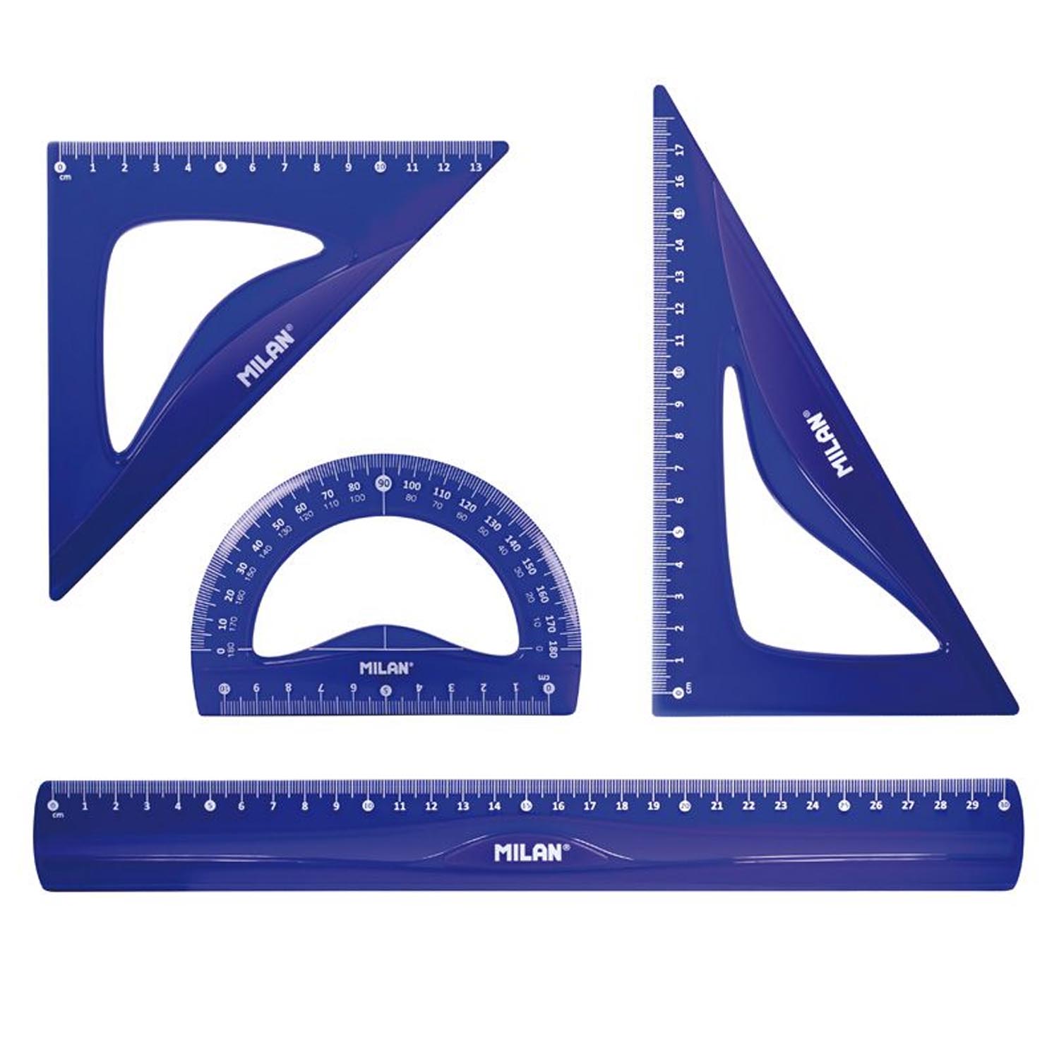 Set De Escuadra y Reglas Milan Acid Flex