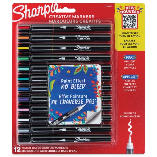 Marcador Sharpie Acrílico Punta Pincel 12 colores