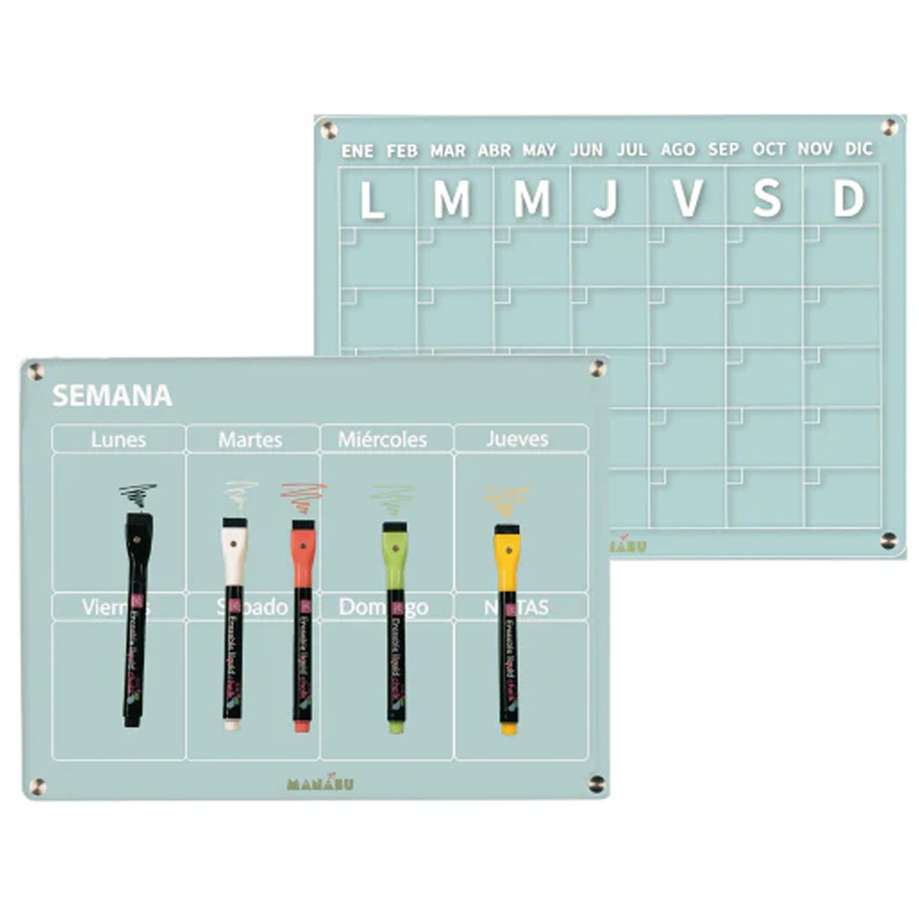 Calendario Magnético Mes &amp; Semana + lápices de tiza líquida
