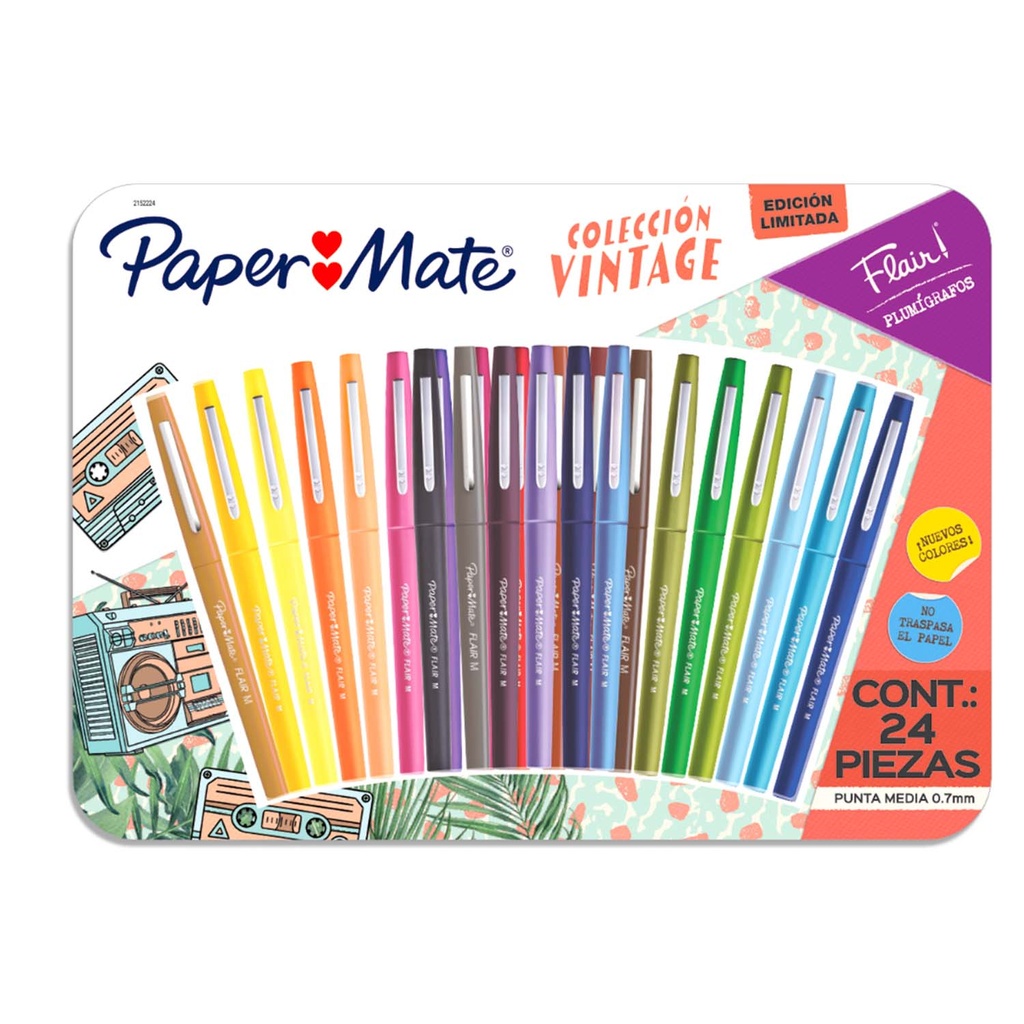 Bolígrafo Flair Paper Mate Vintage Punta Media 24 Colores