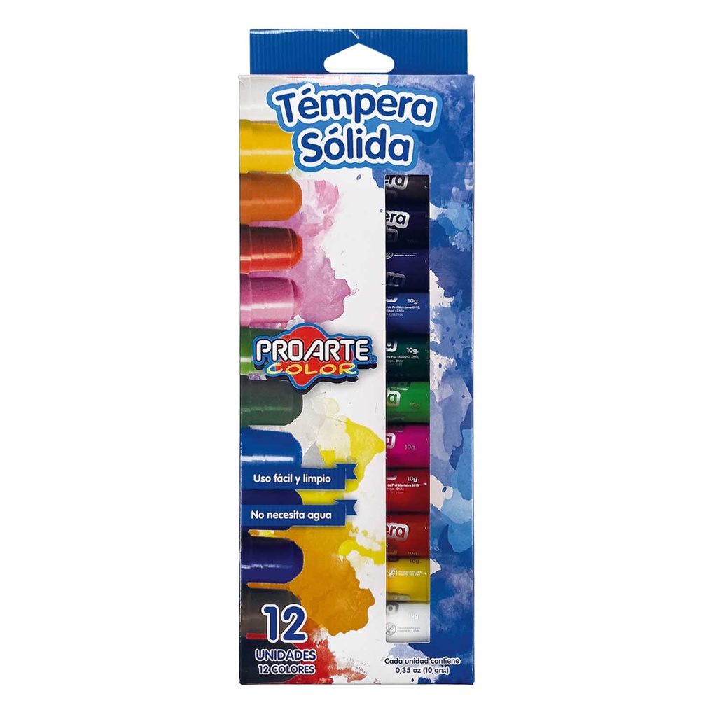 Tempera Proarte Sólida 12 Colores