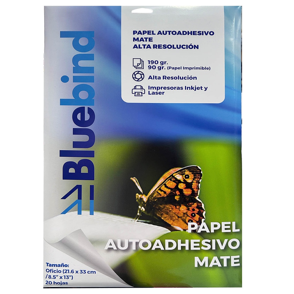 Papel Autoadhesivo Matte AR 190gr.Oficio (20 hojas)