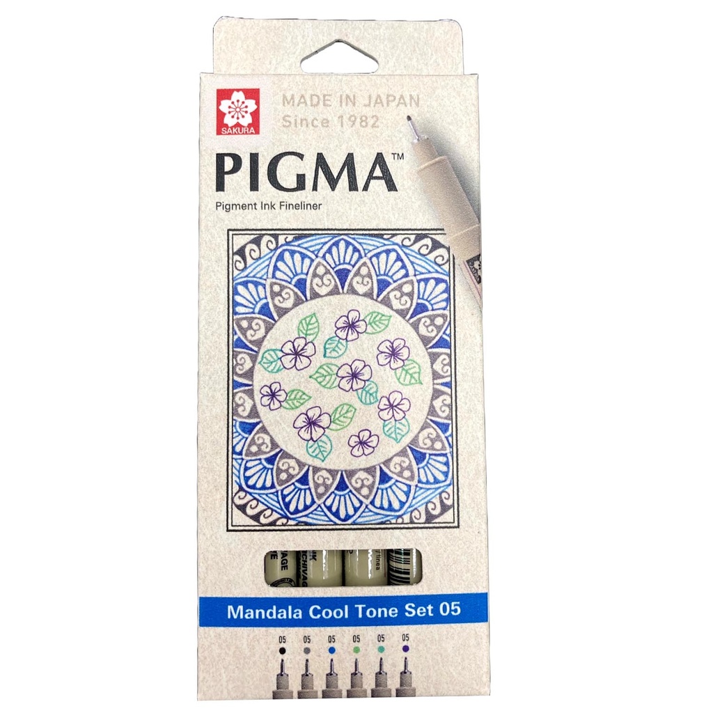 Set de Tiralínea Pigma Micron Sakura 0.5 Mandala 6 Col Fríos