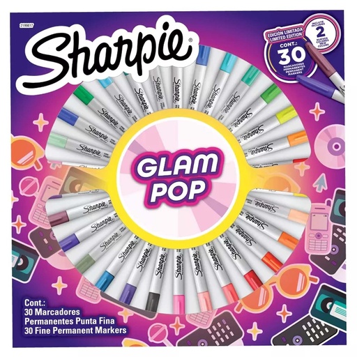 Marcador Sharpie Glam Pop 30 Colores Permanente