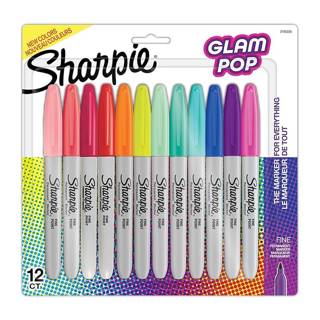Marcadores Permanentes Sharpie Glam Pop Set 12 Colores
