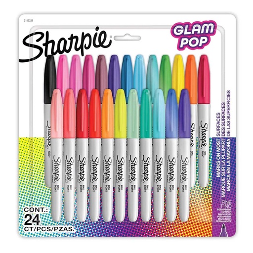 Marcadores Permanentes Sharpie Glam Pop Set 24 Colores