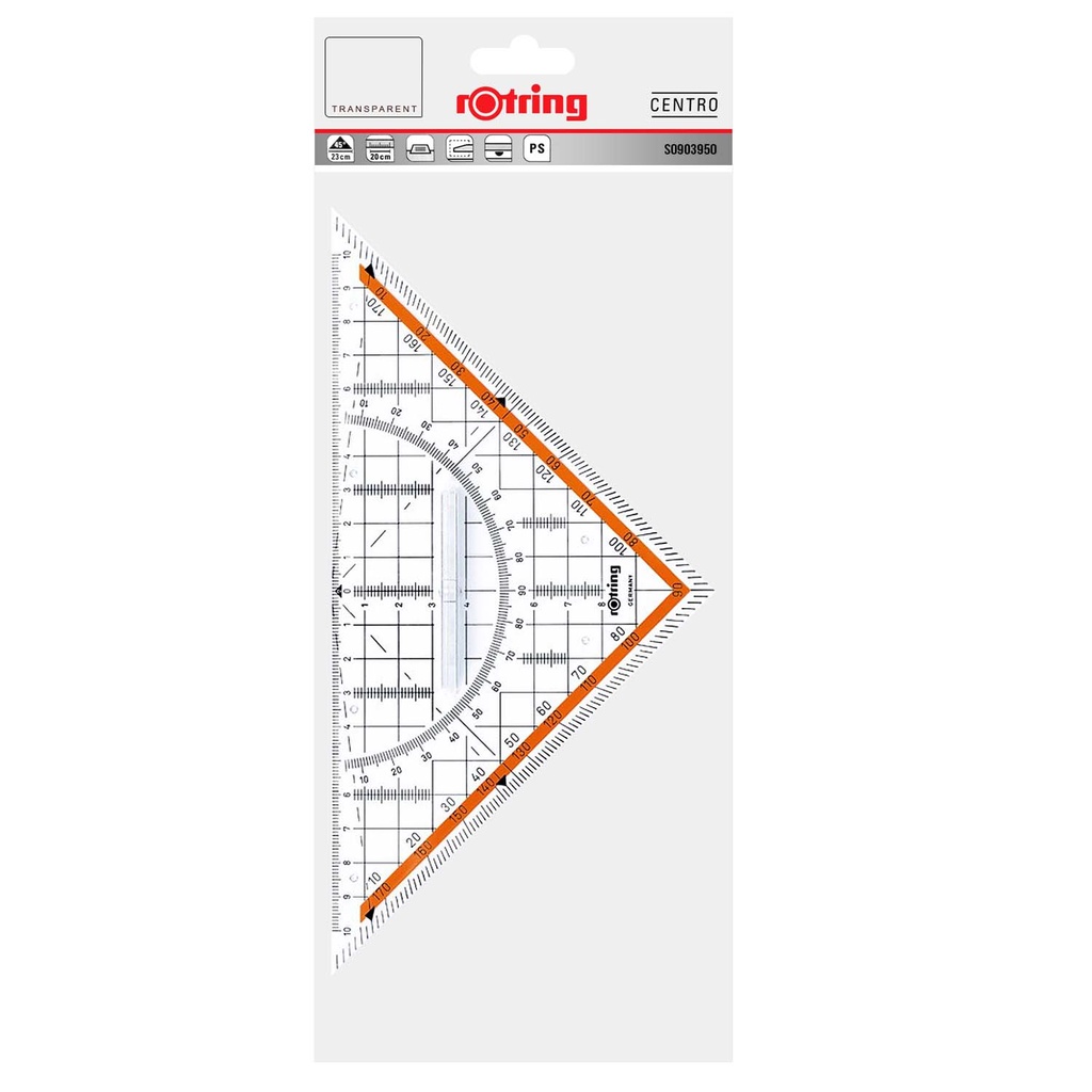 Escuadra Geometrica Rotring 45° Con Toma de Centro 23cm