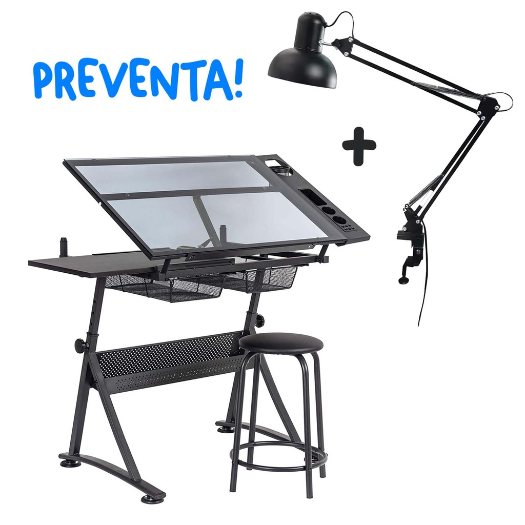 (PREVENTA hasta 10-03-2025) Mesa de Dibujo Profesional + Lámpara