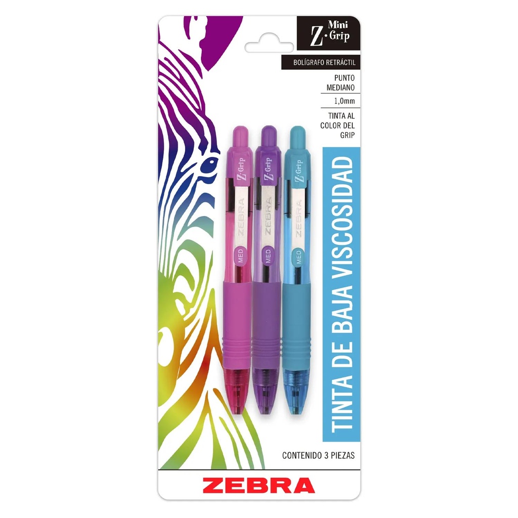 Bolígrafo Plástico Zebra Mini Z-Grip Fashion 3ud