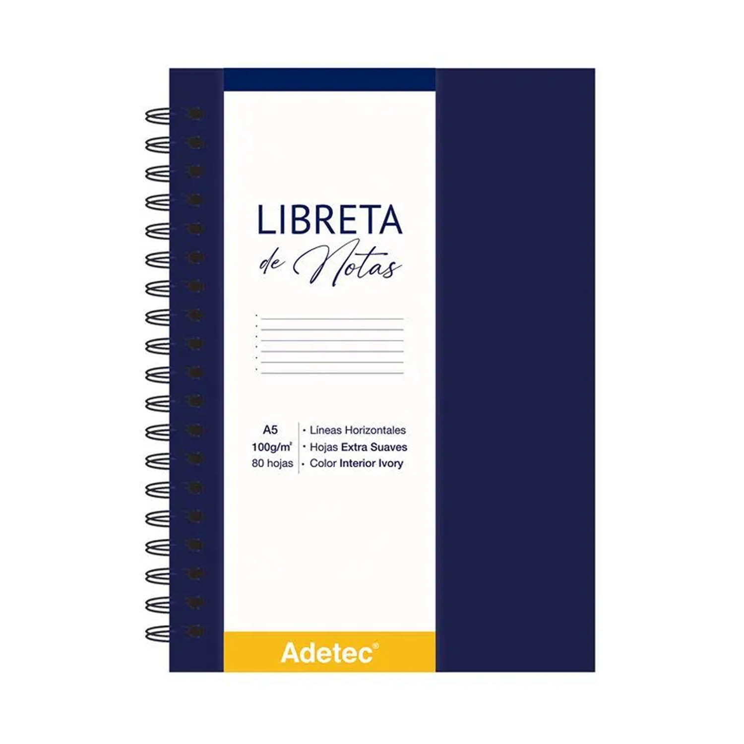 Libreta Anillada Adetec A5 con Elástico