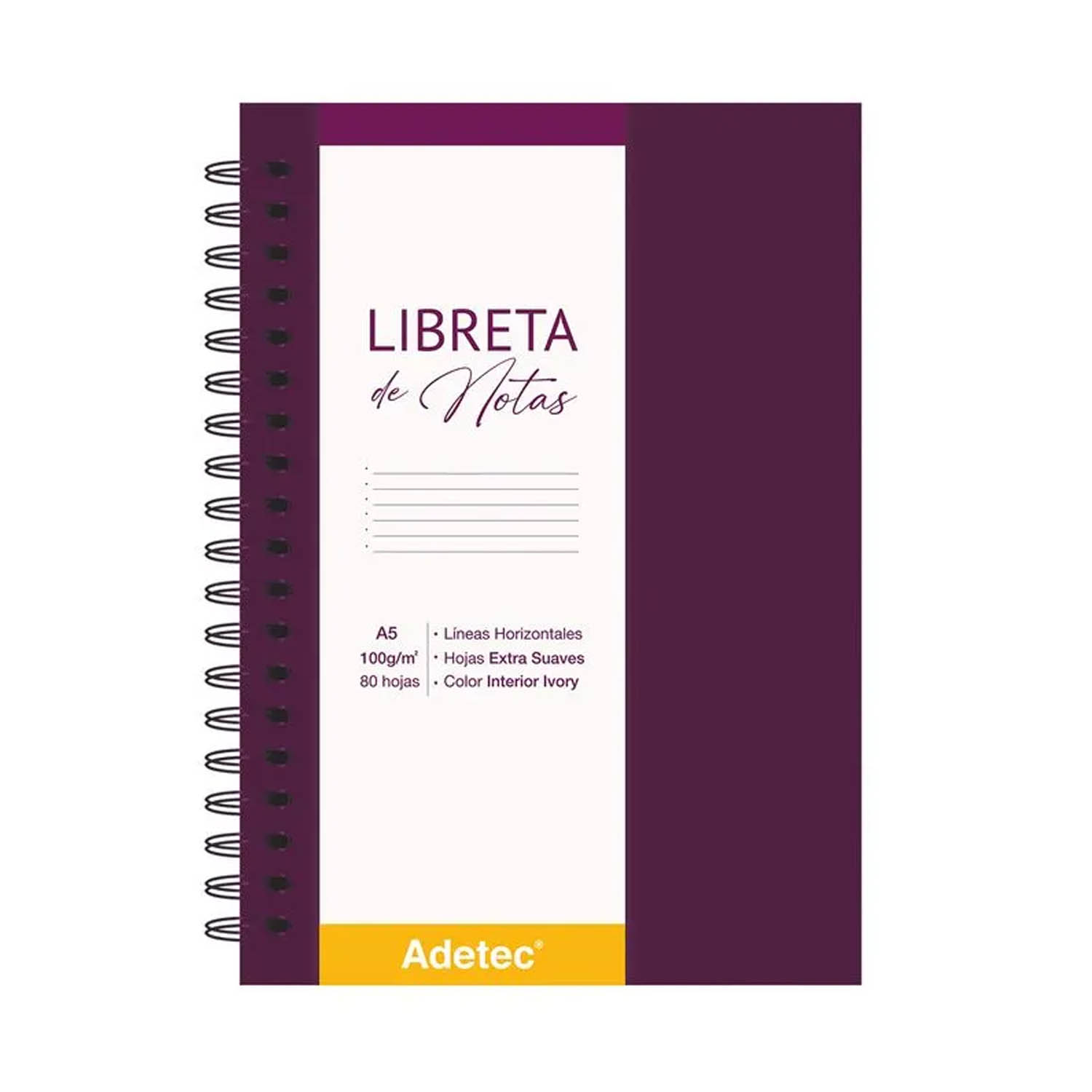 Libreta Anillada Adetec A5 con Elástico