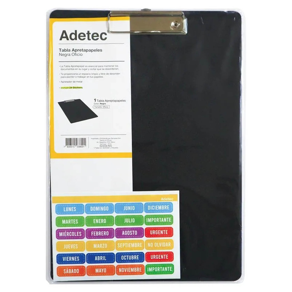 Tableta Apretapapel Adetec Negro Oficio