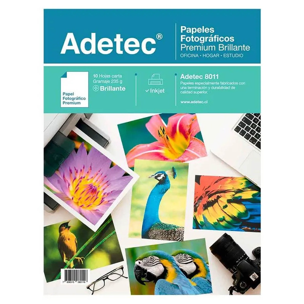 Papel Fotográfico Adetec Brillante Carta 235grs 10 hjs