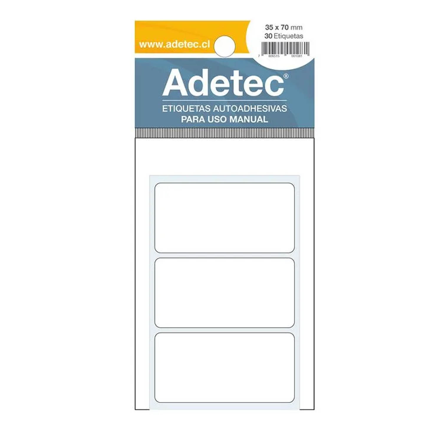 Etiqueta Rectangular Autoadhesiva Adetec Blanco