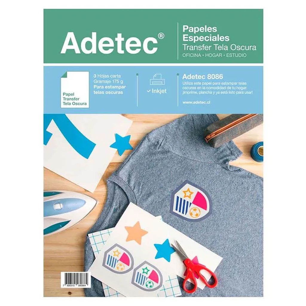 Papel Transfer Adetec para Telas Oscuras 3 hjs