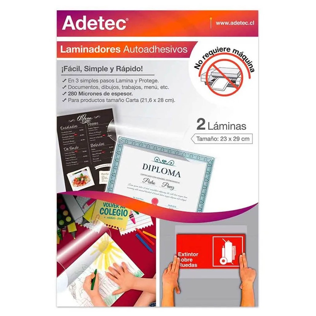 Lámina Autoadhesiva para Plastificar Adetec Carta