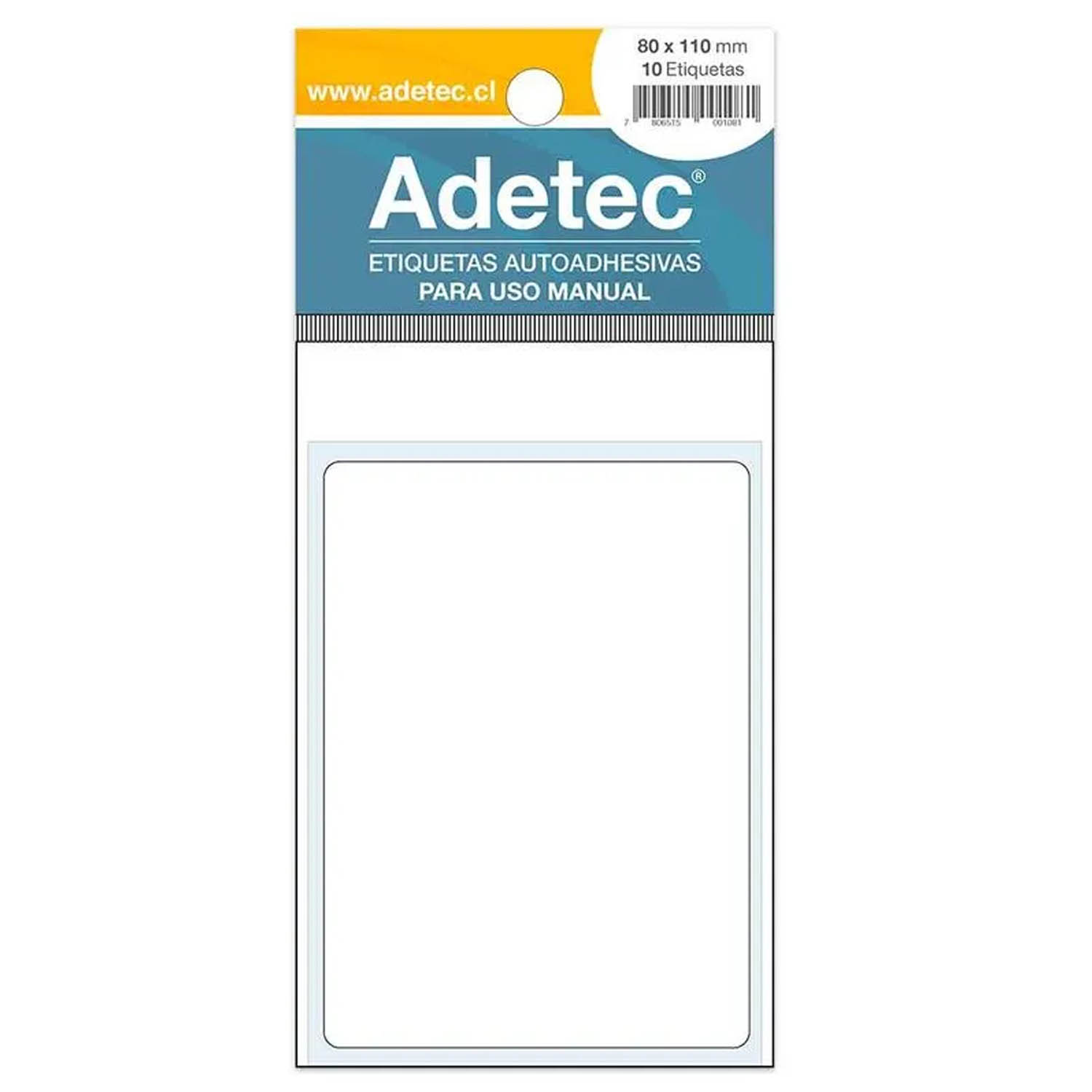 Etiqueta Rectangular Autoadhesiva Adetec Blanco